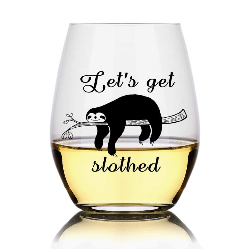 Perfectinsoy Funny sloth Stemless Wine Glass, Cute Funny Sloth Gifts for Women, Christmas Gifts, Happy Valentine Gift, for Boy Friend, Girl Friend, Her His Birthday Anniversar - Image 1